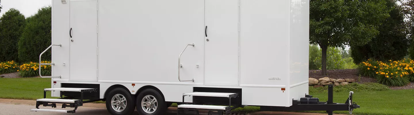 Restroom trailer on site