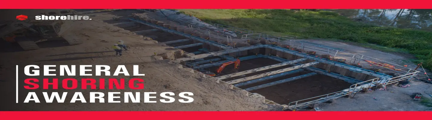 Screenshot of General Shoring Awareness webinar showing safety diagrams and best practices for trench and excavation support.