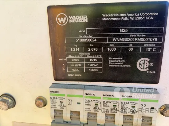 2022 Wacker Neuson G25 T4F Diesel Generator