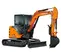 Orange, gray and black HITACHI 10,000-12,000 lb. Mini Excavator
