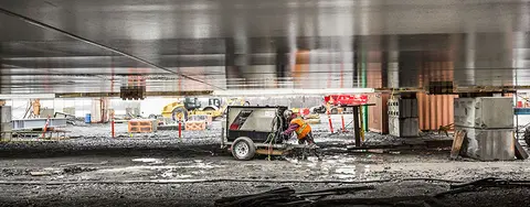 Worker in mud