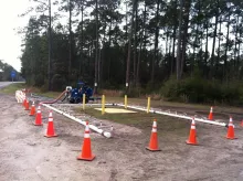 wellpoint dewatering on jobsite with cones
