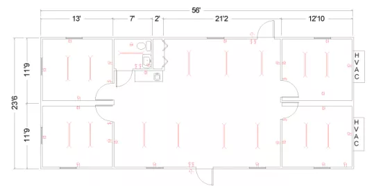 modular building one restroom floorplan