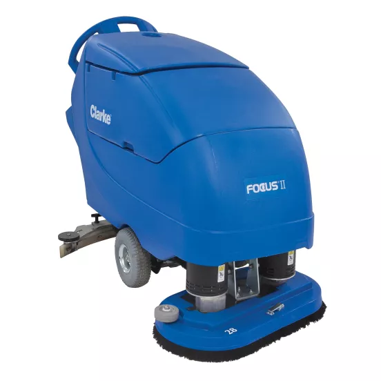 Blue Nilfisk Battery Powered 28 inch Walk-Behind Floor Scrubber