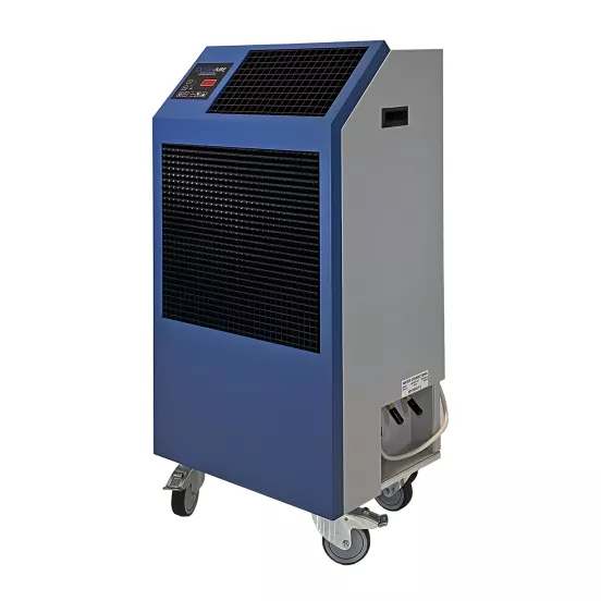 Blue and grey and black OCEANAIRE 1.5-ton Portable Water-cooled Air Conditioner, 18,000 BTU, 115V