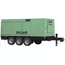 green air compressor product shot on six wheels